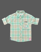 Western wear for boys plaid button-down shirt and utility cargo pant set[