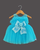 Girls bow applique party frock - Blue