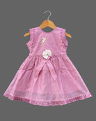 Girls frill sleeve with traditional frock - Rose Pink