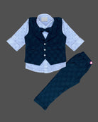 Boys full sleeve waistcoat set - Ariel Blue