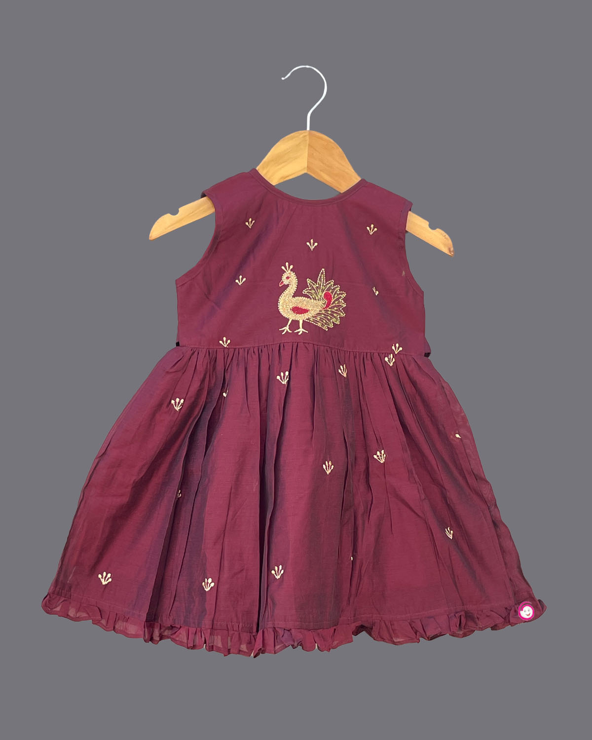 Girls Beautiful One Peacock Embroidery Frock