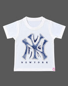Boys party wear printed short sleeve shirt and elasticated shorts set with line art graphics