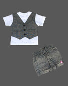 Boys printed shirt with short - Grey