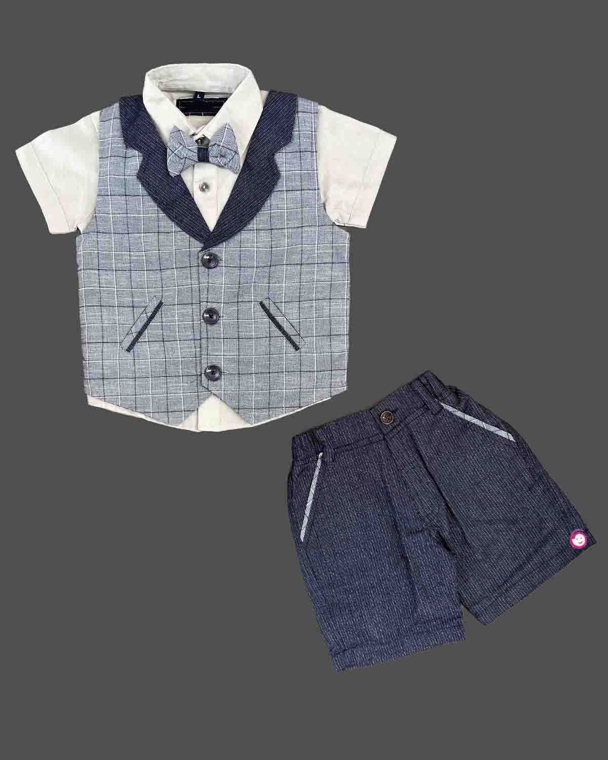 Boys design Printed waistcoat set - Grey