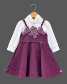 Toddler Girl Pleated Fit-and-Flare Dress for Birthday Parties and Family Dinners featuring floral chest embroidery