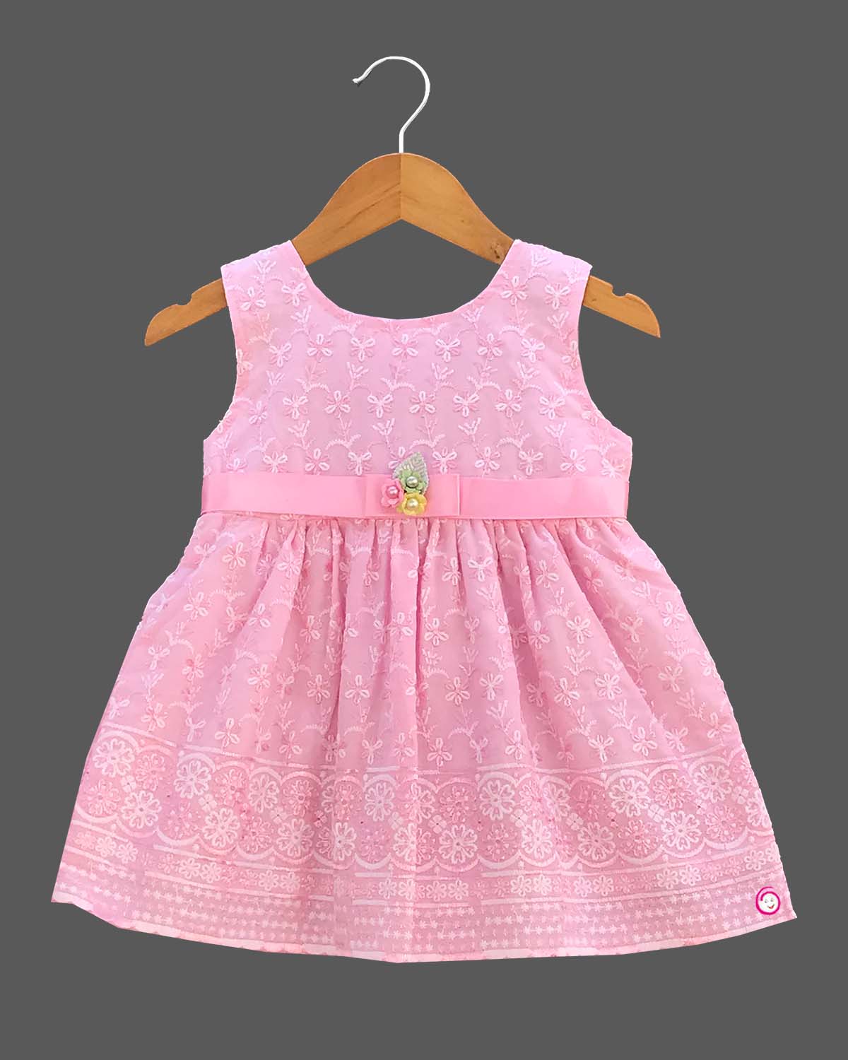 Girls sleeveless casual frock - Baby Pink