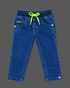 Toddler washed denim pant with elastic drawstring waistband for dress for boys styling.
