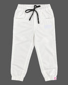 Boys cotton jogger pants with elastic waistband and contrast drawstring for festive wear