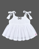Baby girl tie strap net top with bow accent for party wear and baby clothes collection