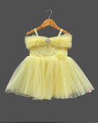 Girls elegant partywear frock - Light Yellow