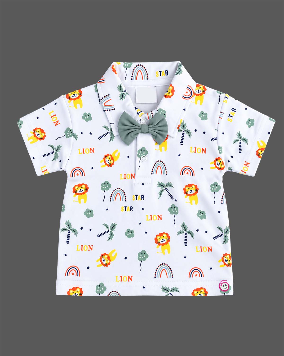 Infant boy printed shirt with bow tie and green suspender shorts dress for infant