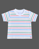 Baby boy striped t-shirt and green robot dungaree romper baby clothes set