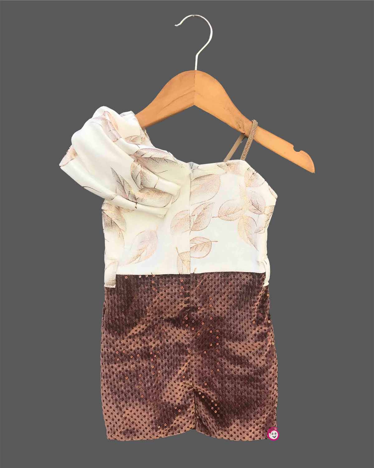 Baby girl sequined western midi dress with one shoulder design and bow detail