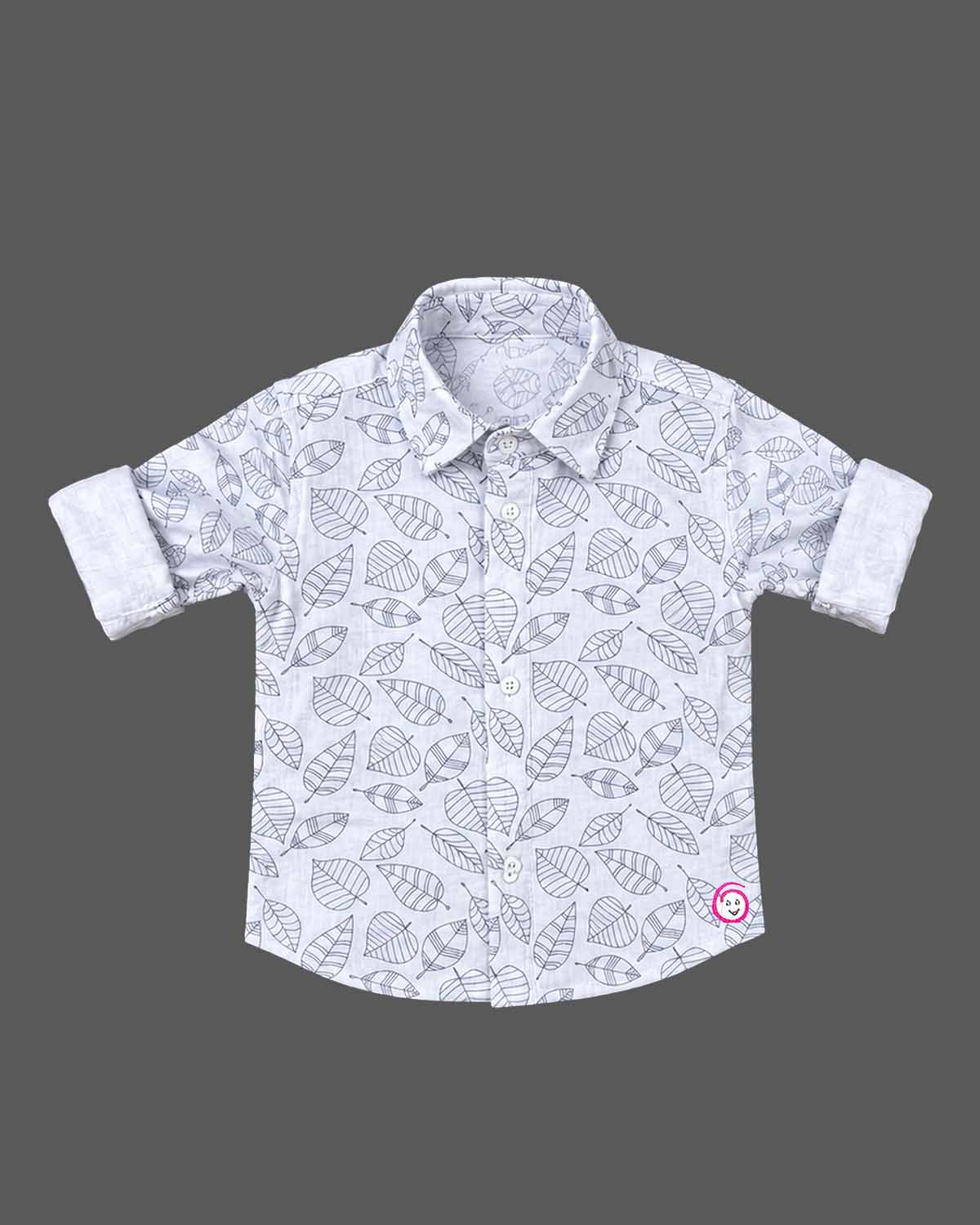Boy button-down shirt with leaf pattern for party wear for boys