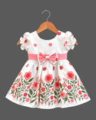 little girl floral printed cotton frock short sleeve casual party wear dress