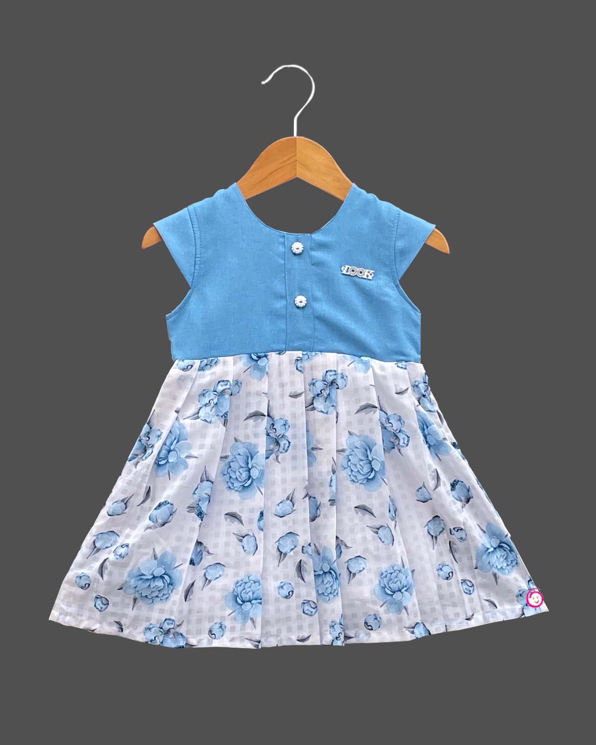 Girls cap sleeve with western frock - Blue