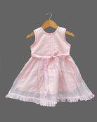 Girls cute butterfly embroidery with traditional frocks - Baby Pink