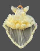 Girls floral tail with ruffled frock - Cream