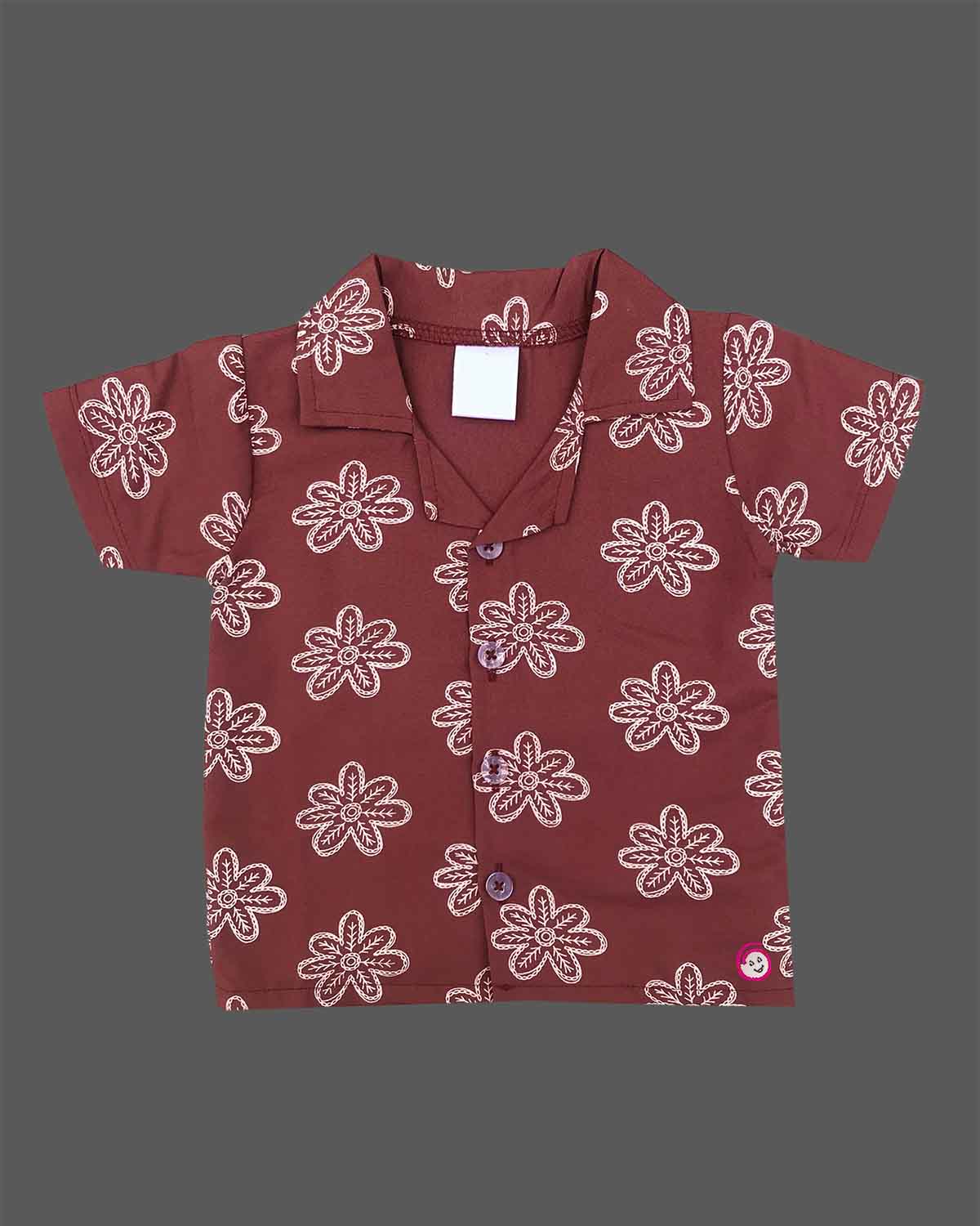 Full sleeve button-down short sleeve shirt and matching drawstring shorts set for infants
