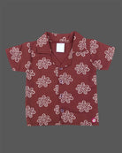 Full sleeve button-down short sleeve shirt and matching drawstring shorts set for infants