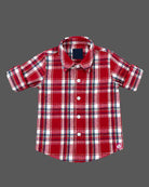 Boys plaid button-down woven shirt with rolled sleeves for party wear for boys