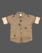little gentleman floral printed shirt with spread collar and turn up cuff details for boys