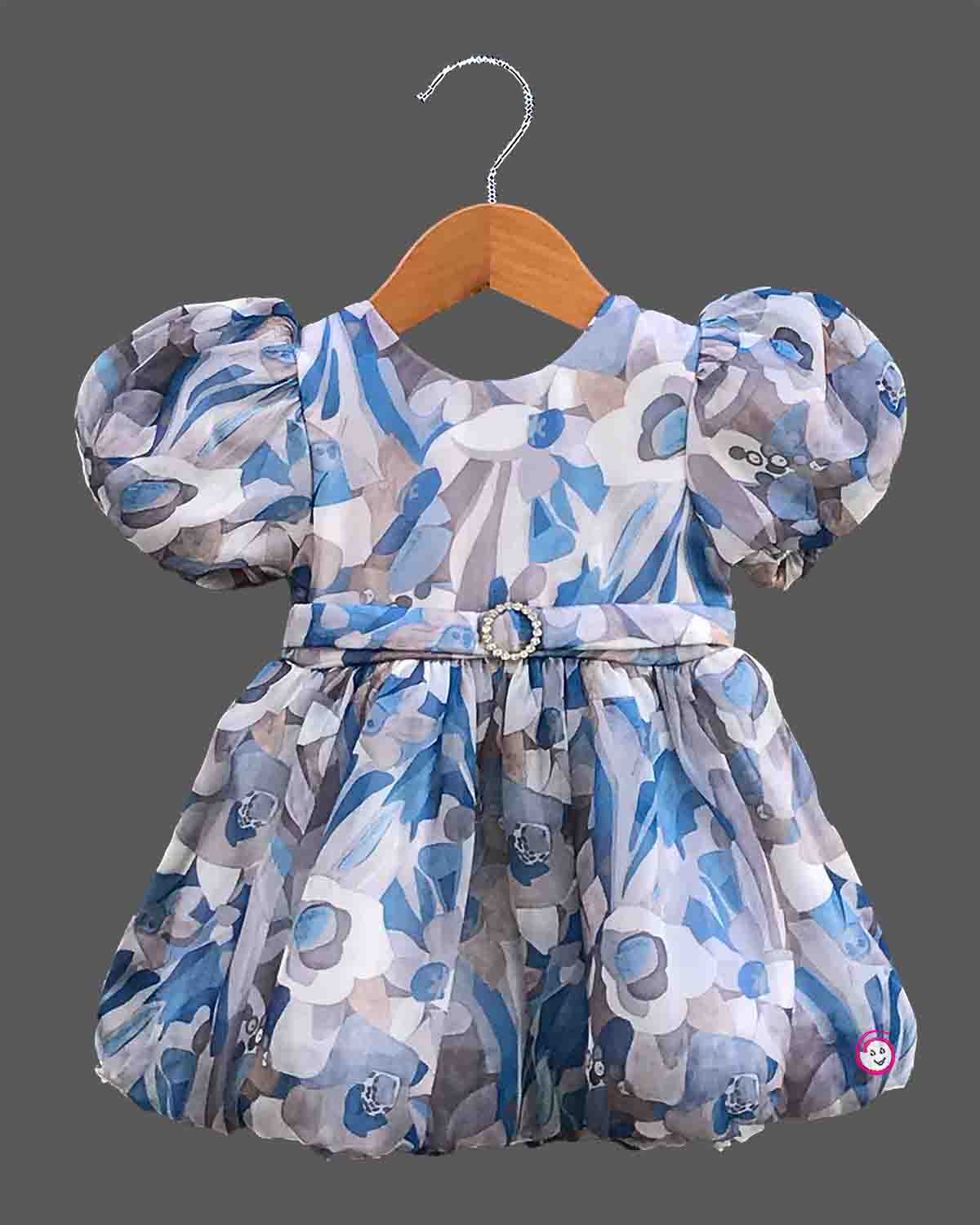 toddler floral frock with puff sleeves for casual outings
