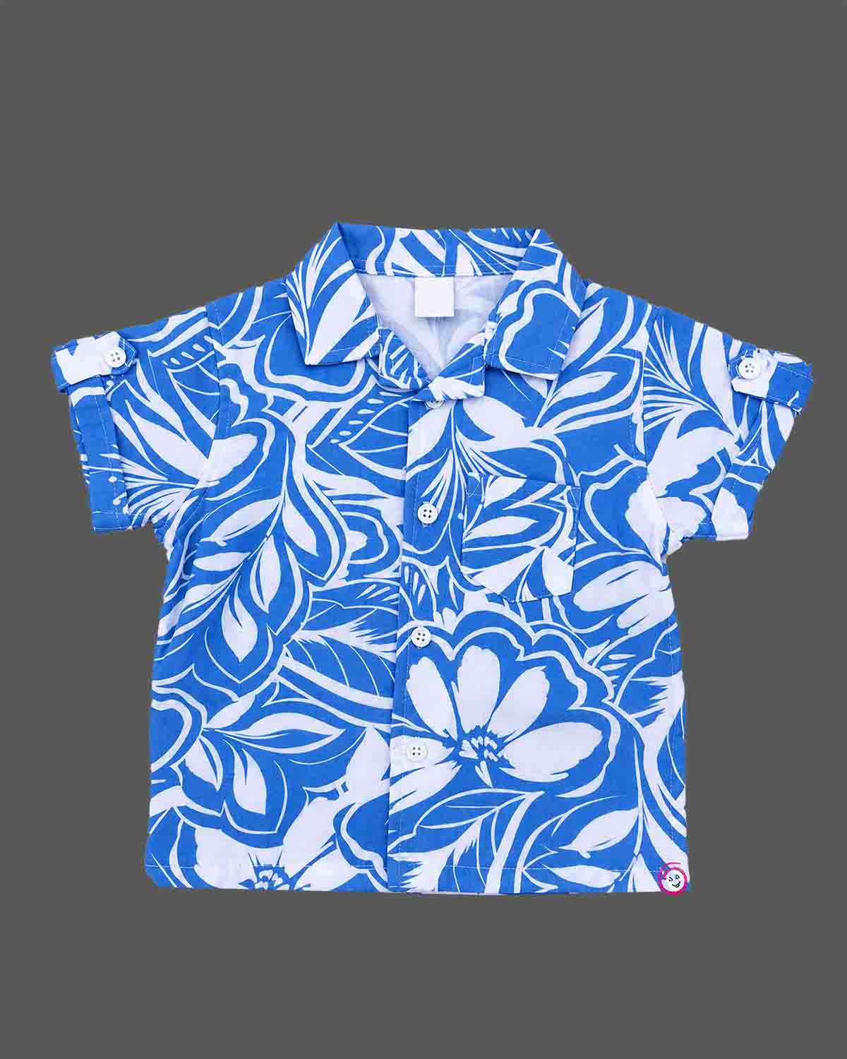 Little gentleman floral printed short sleeve shirt and matching shorts two piece clothing set for boys