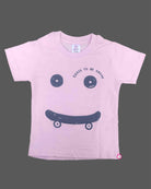 Playful infant skate face cotton t shirt with short sleeves and crew neck