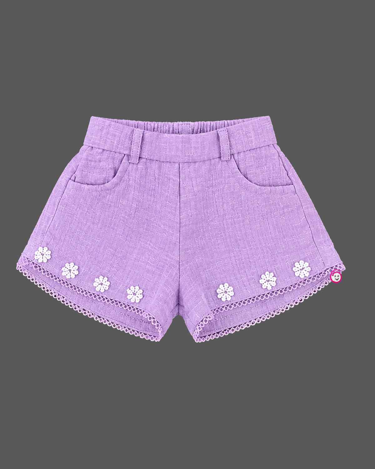 Toddler girl tiered bow top and short set with floral embroidery for parties