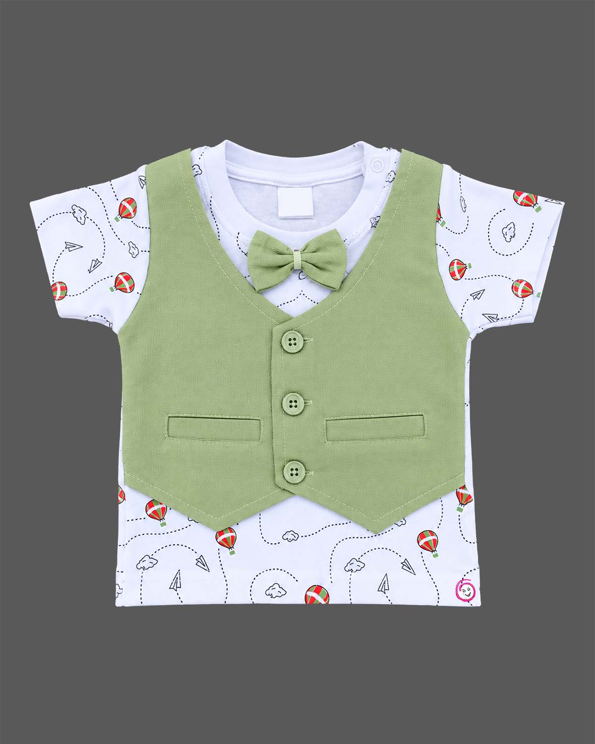 Toddler printed t-shirt with attached vest and shorts for boys party wear