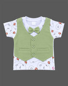 Toddler printed t-shirt with attached vest and shorts for boys party wear