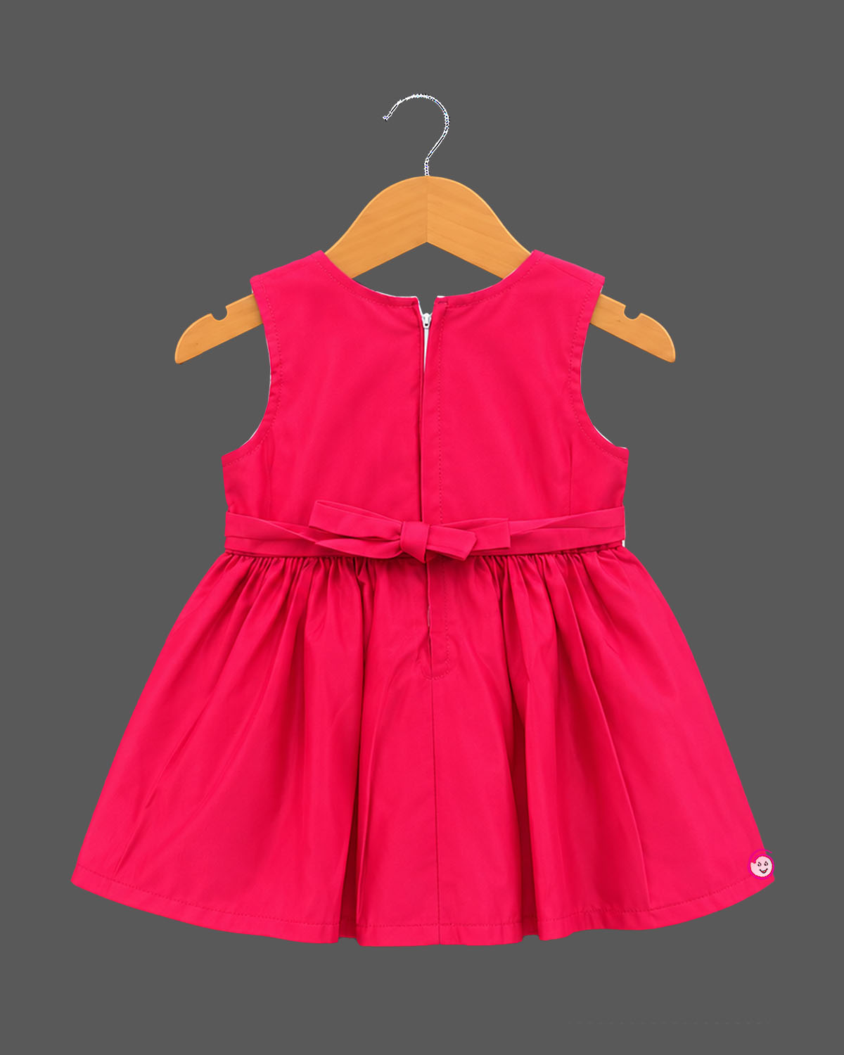 Toddler girl pleated fit-and-flare frock with sequin waist sash and shoulder bow for birthday party