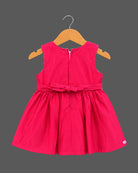Toddler girl pleated fit-and-flare frock with sequin waist sash and shoulder bow for birthday party