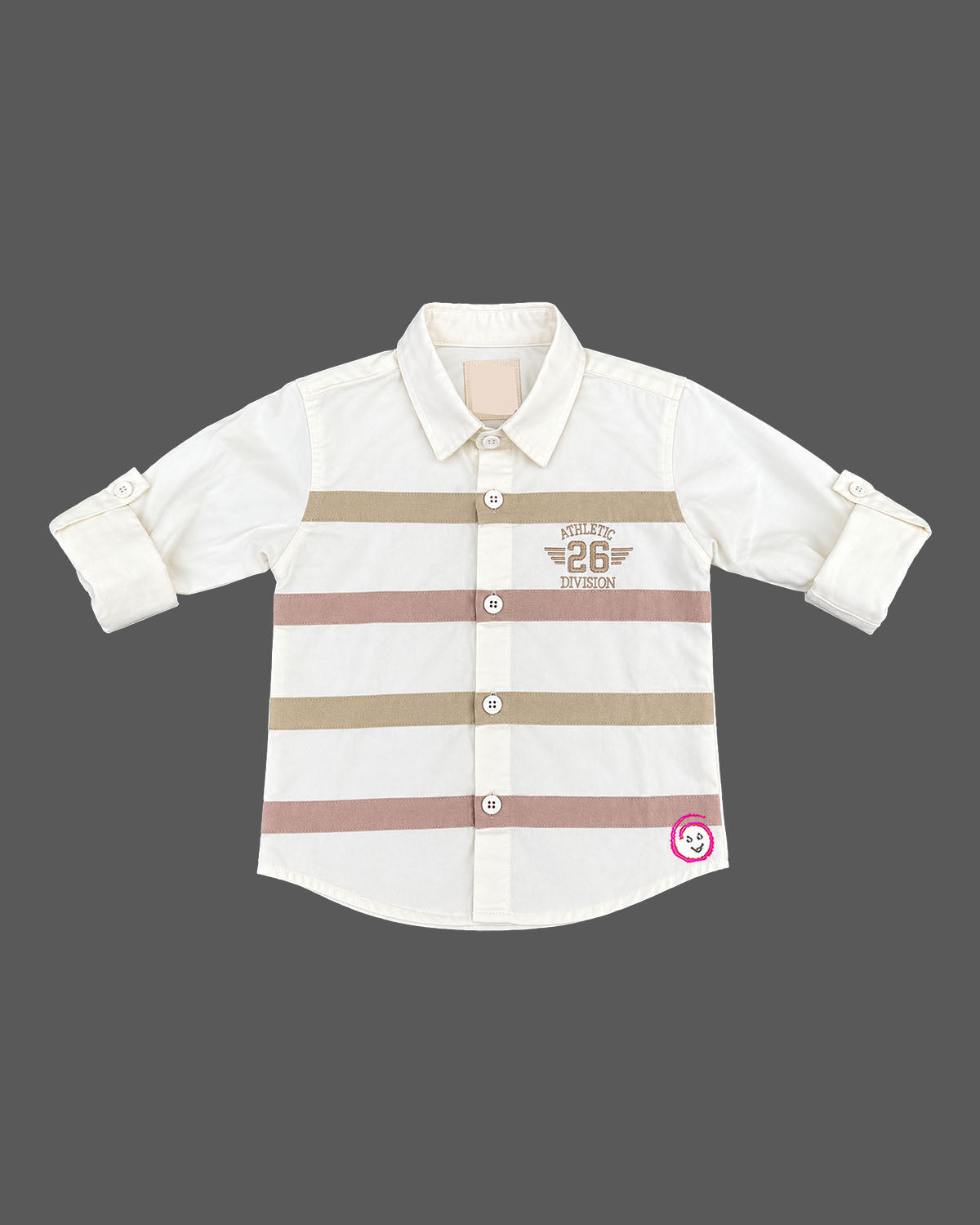 Shirt and pant set featuring a button-down collar and horizontal stripes for toddlers