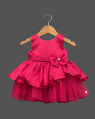 Girls ruffled with partywear frock - Magenta