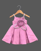 Toddler satin party frock with floral applique for special occasions