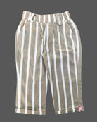 Beige striped waistcoat suit set with white shirt and bow tie for toddler boys