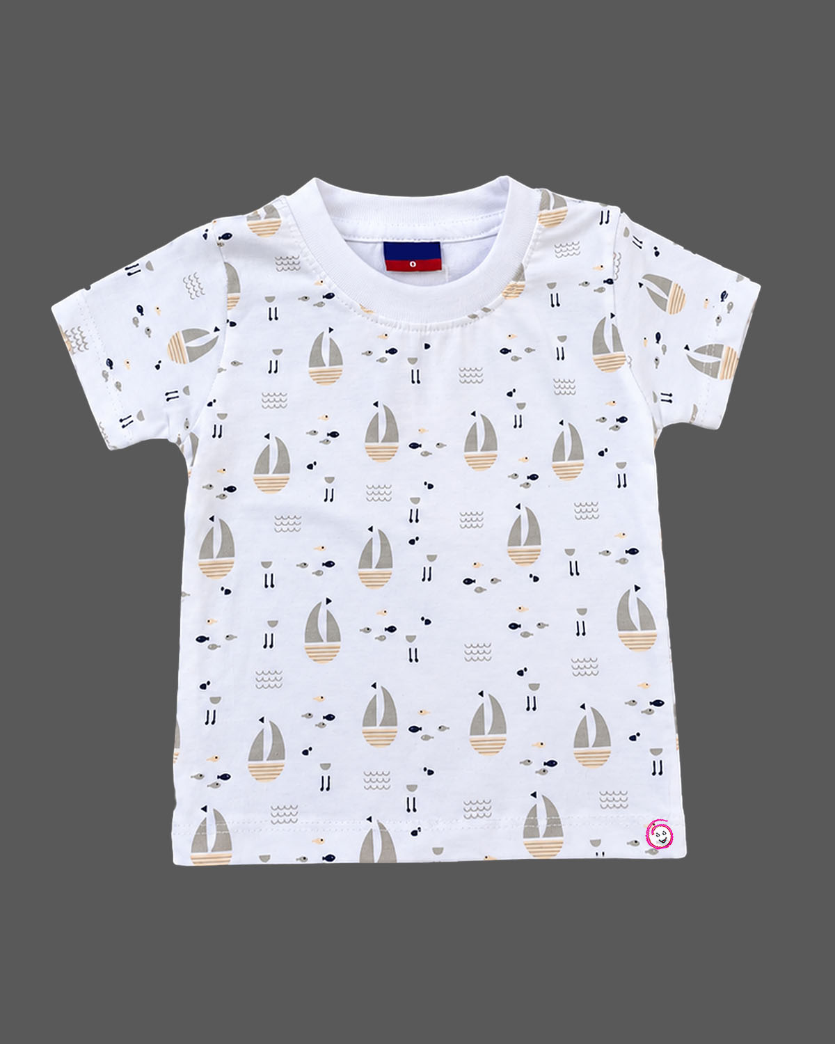 dungaree set for boys featuring sailboat embroidery and matching printed tee