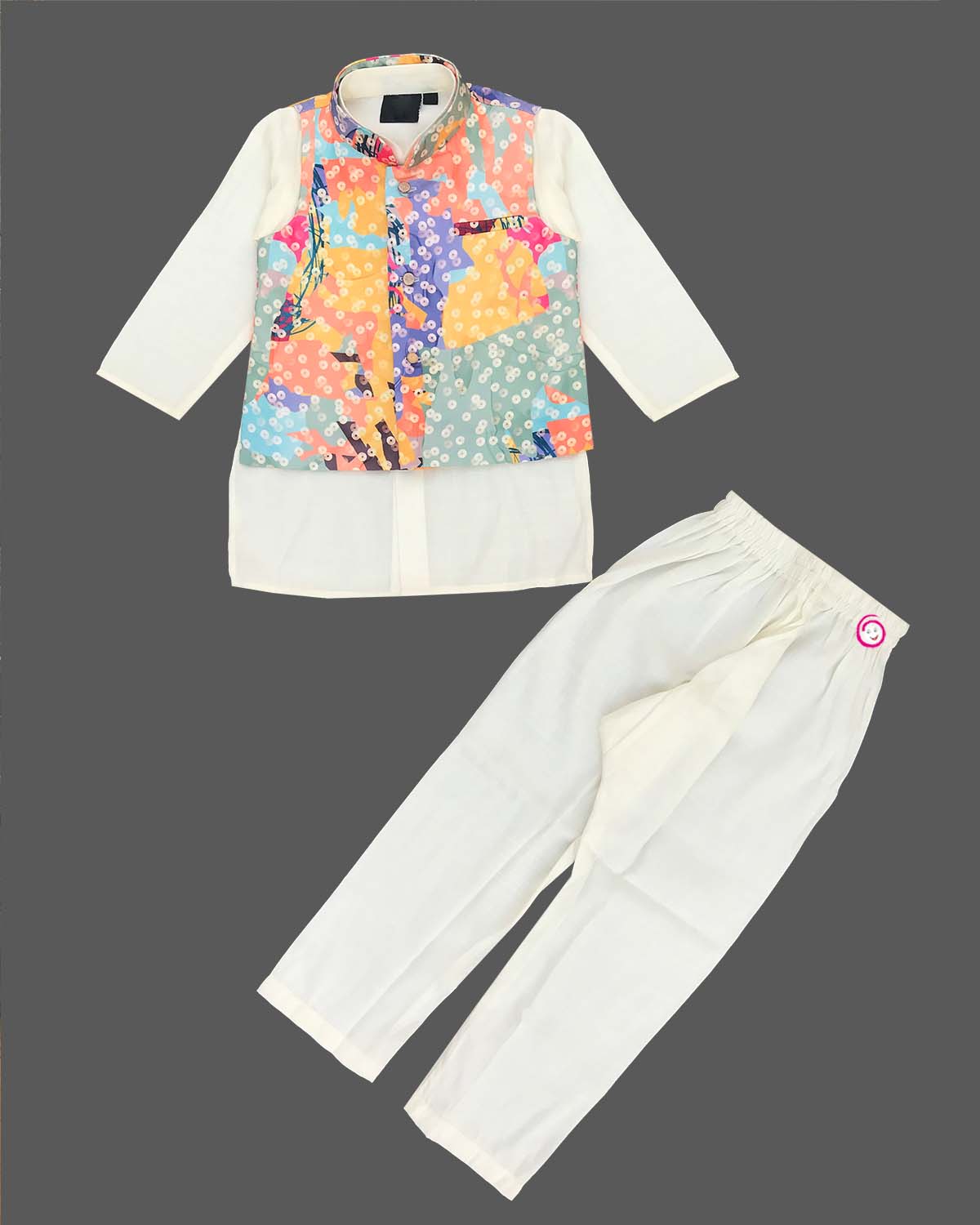 Boys colorful printed modi suit - Multi