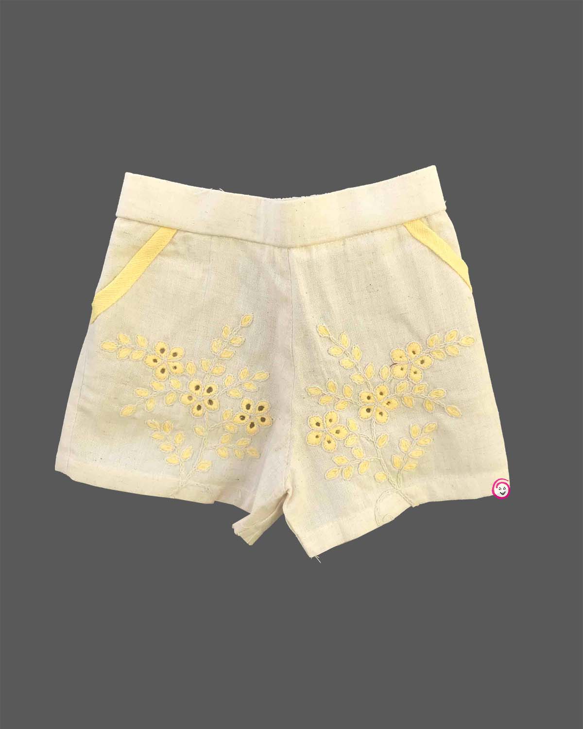 baby girl sleeveless cotton floral embroidered ruffle top with matching embroidered shorts set