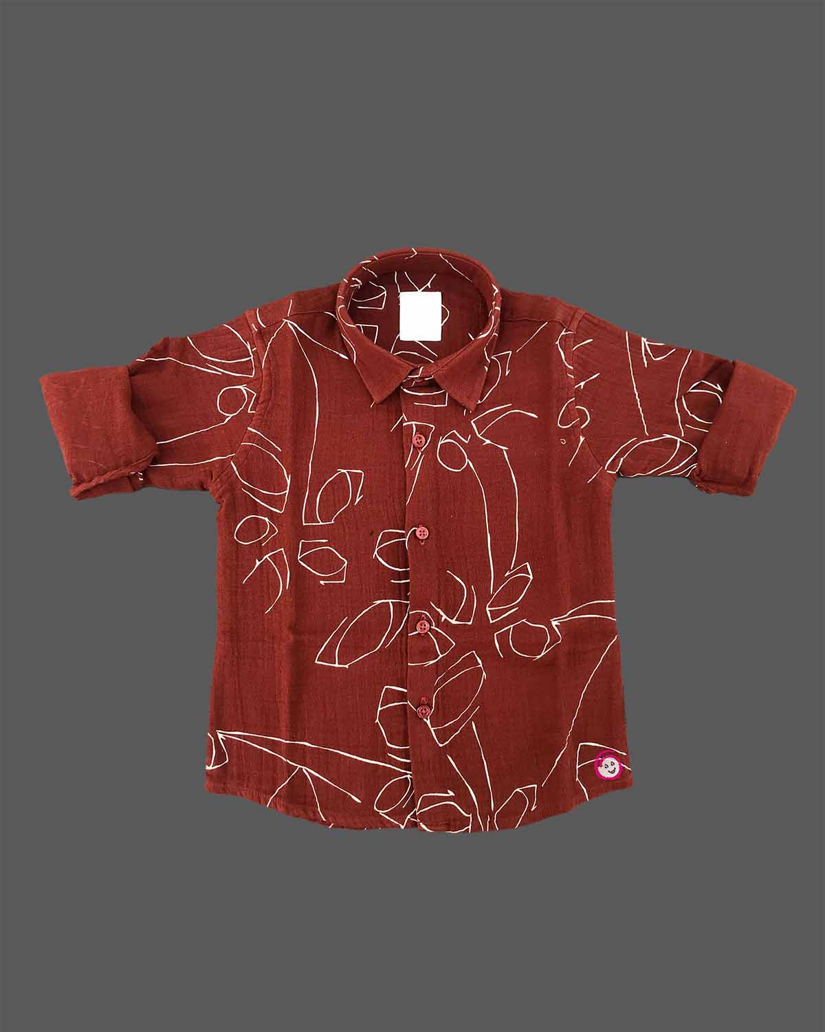 Stylish junior statement piece featuring minimalist line pattern shirt with folded sleeve tabs