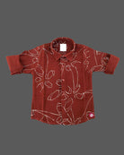 Stylish junior statement piece featuring minimalist line pattern shirt with folded sleeve tabs