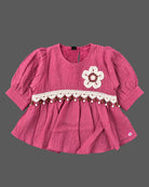 toddler cotton top with floral crochet accent and lace trim for casual girls wear