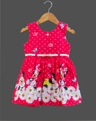 Girls sleeveless with casual frock - Red