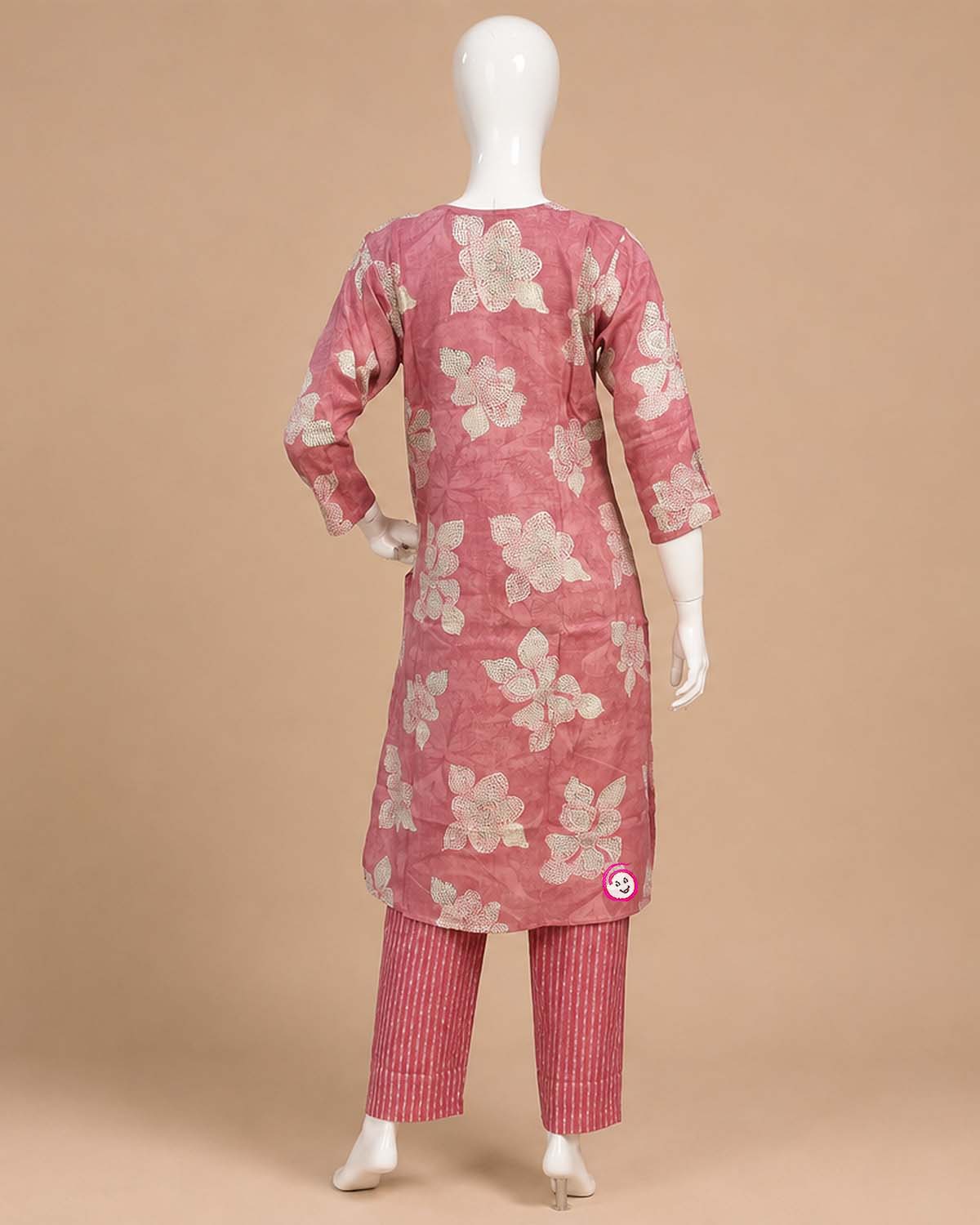 Maternity floral printed cotton feeding kurta set paired with printed straight pants