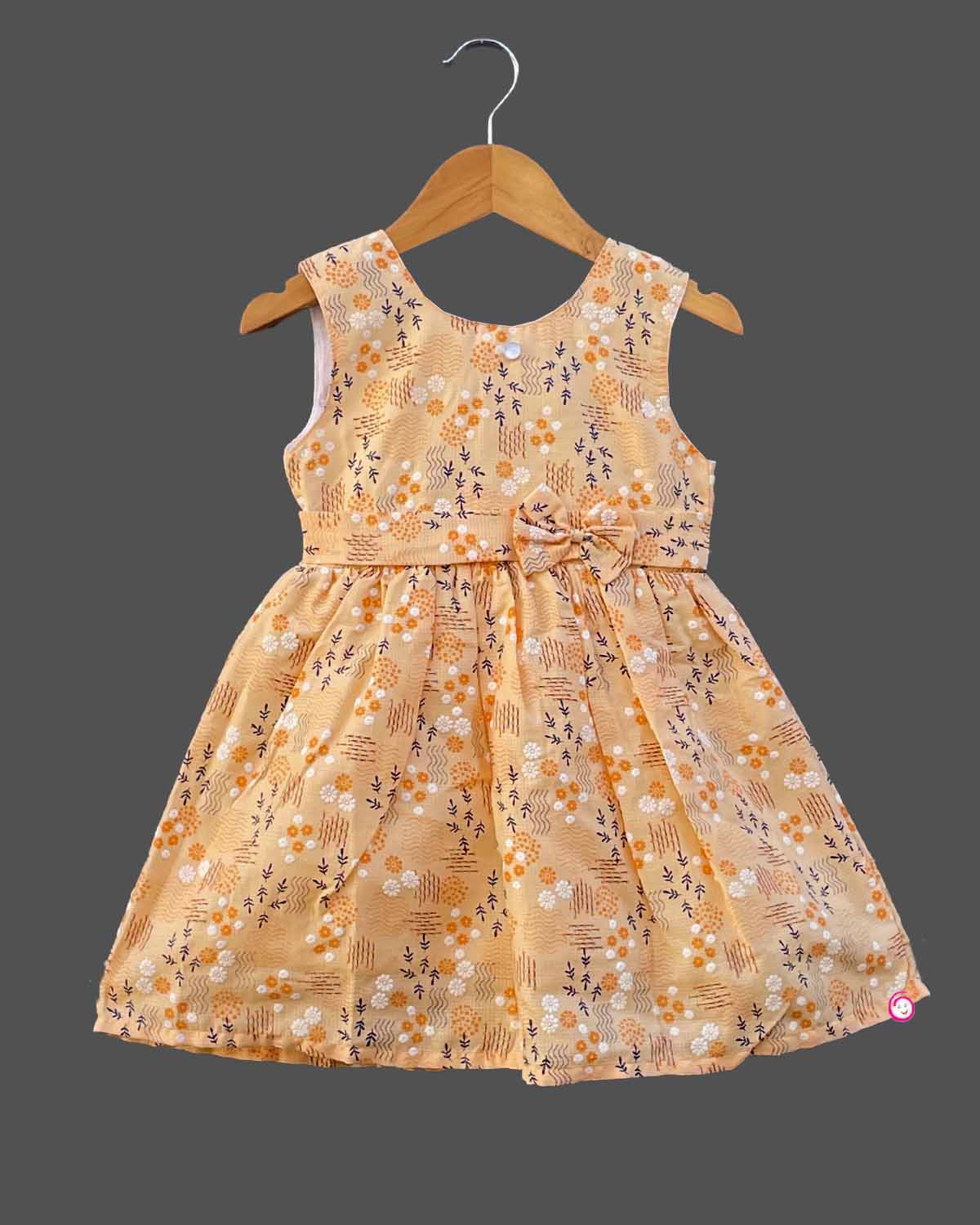 Girls full printed floral design with casual frock - Melan