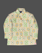 Boys full printed sherwani set  - Green 