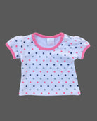 Girls puff sleeve printed tee with pinafore - Pink