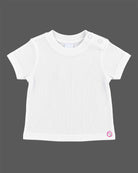Infant cotton romper set featuring short sleeve t-shirt and cute bunny patch dungaree outfit for baby boys.